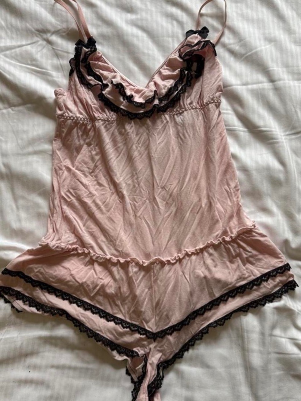Victoria’s Secret Sexy Little Things Pink & Black Lace Sleep Romper